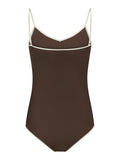 Felice Solid Contrast Swimsuit - Dark Brown/Creme