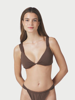 Zadie Solid Bikini Top - Dark Brown