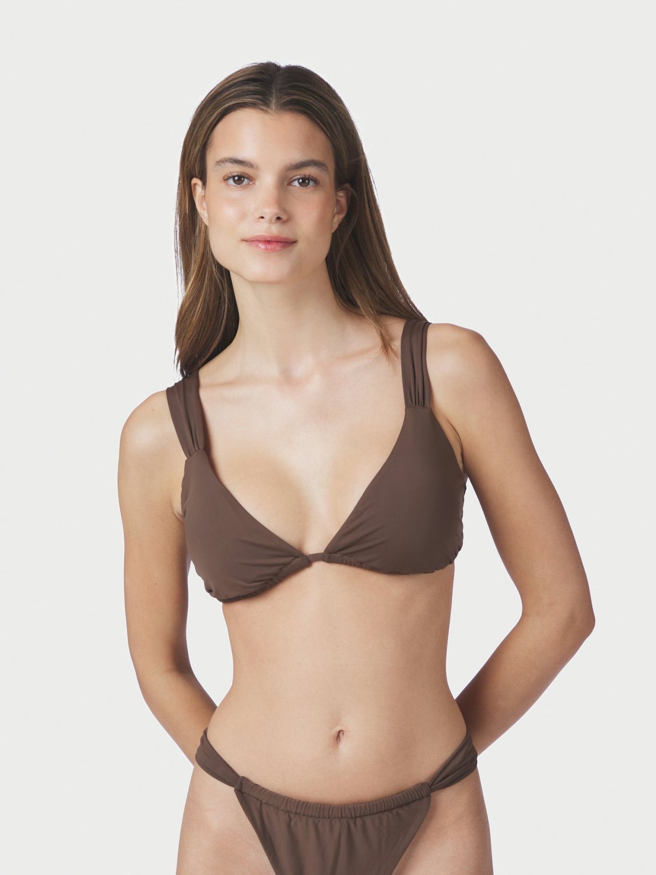 Zadie Solid Bikini Top - Dark Brown