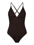 Skin Sand Crepe Swimsuit - Dark Brown