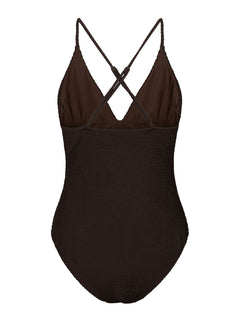 Skin Sand Crepe Swimsuit - Dark Brown
