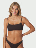 Skin Sand Crepe Swim Top - Dark Brown