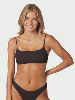 Skin Sand Crepe Swim Top - Dark Brown