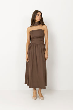 Astridic Long Dress - Dark Brown