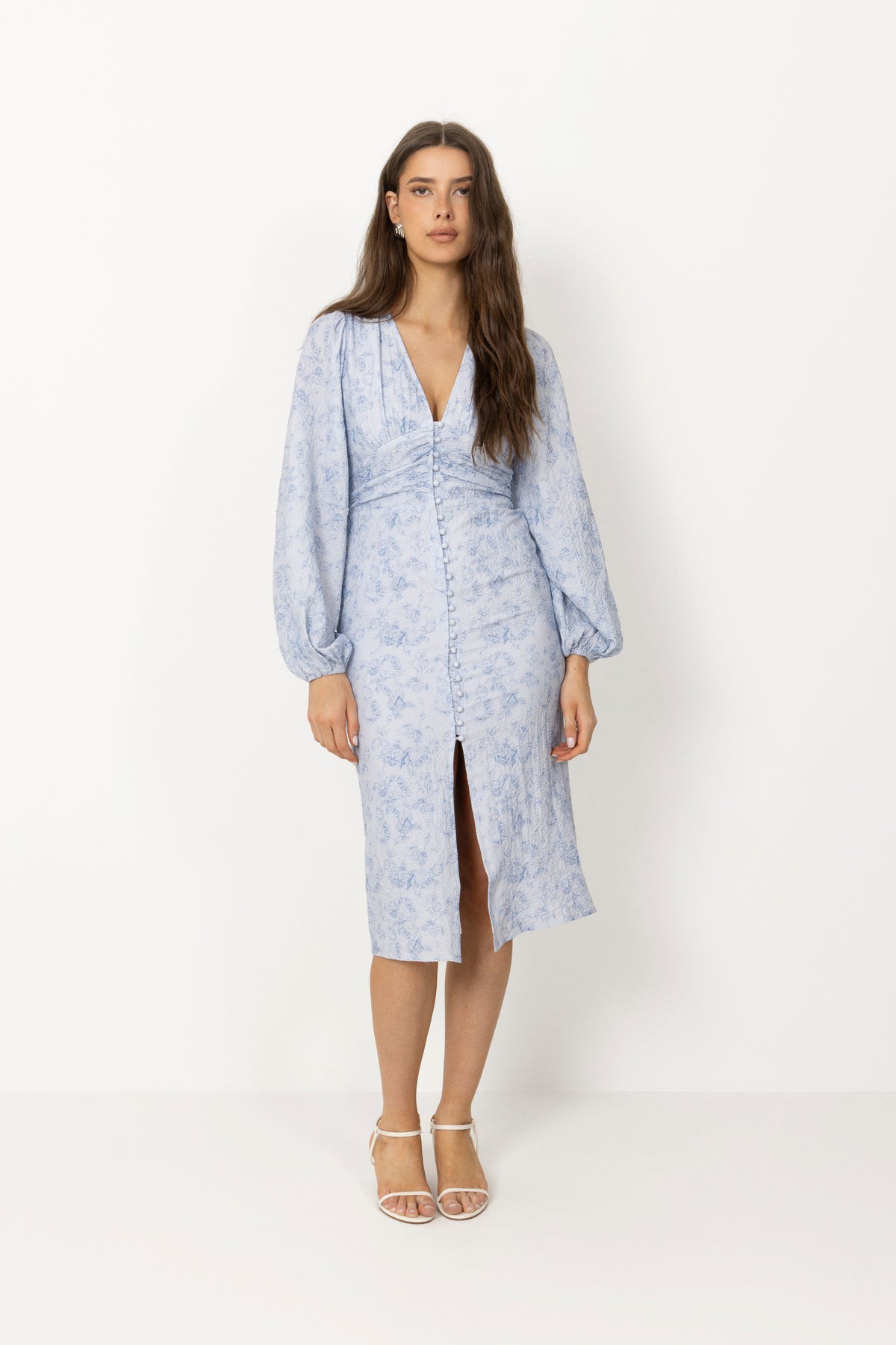 Adaic Long Dress - Soft Blue Blossom