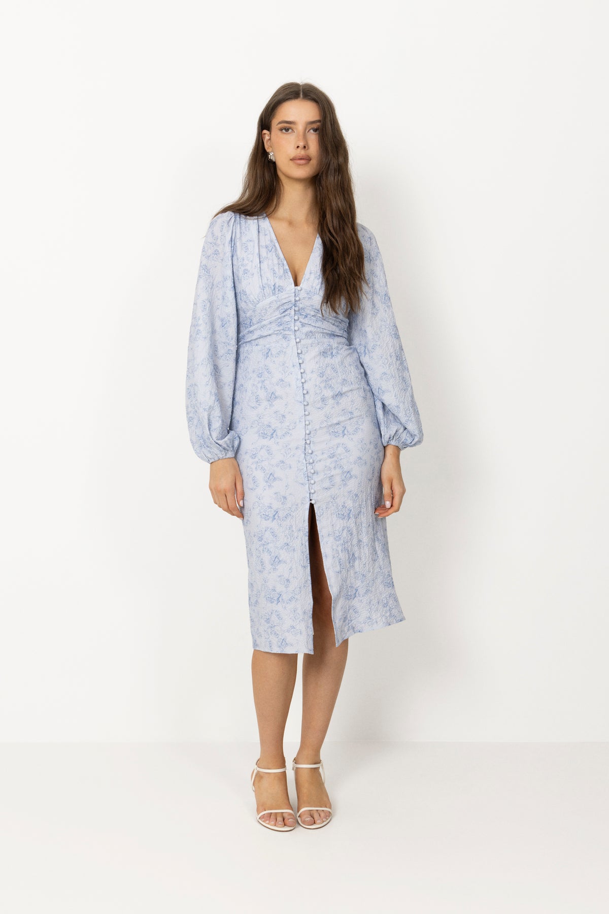 Adaic Long Dress - Soft Blue Blossom