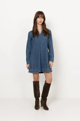 Haley Dress - Mid Blue
