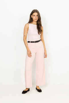 Peggy Rib Boatneck Top - Light Pink