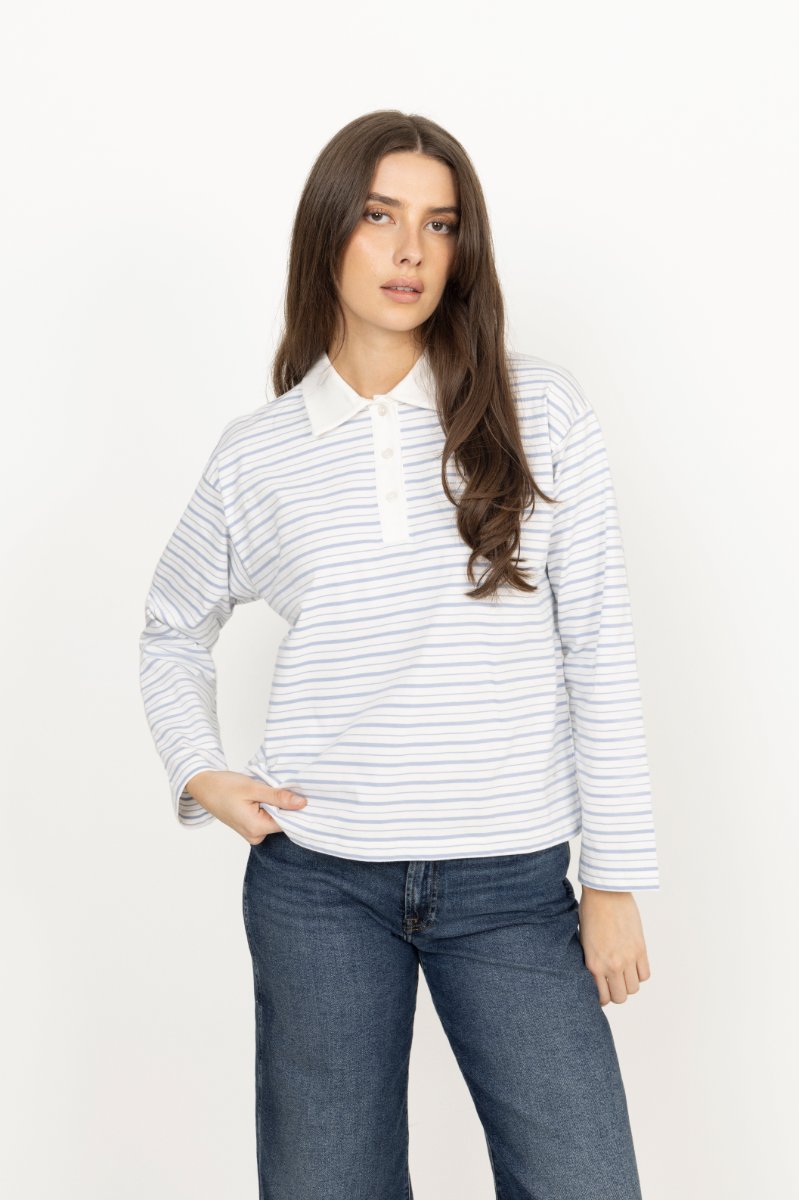 Elmer Polo Shirt - Light Blue Stripe