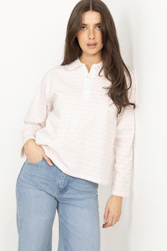 Elmer Polo Shirt - Light Pink Stripe