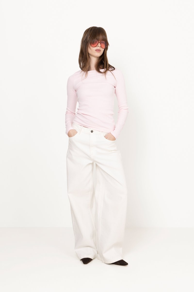 Petronella Rib Boatneck - Light Pink