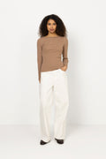 Petronella Rib Boatneck - Camel