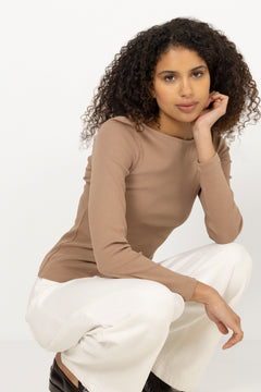 Petronella Rib Boatneck - Camel