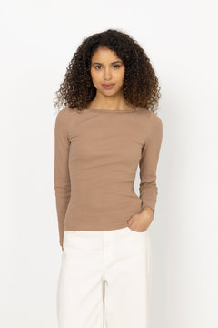 Petronella Rib Boatneck - Camel