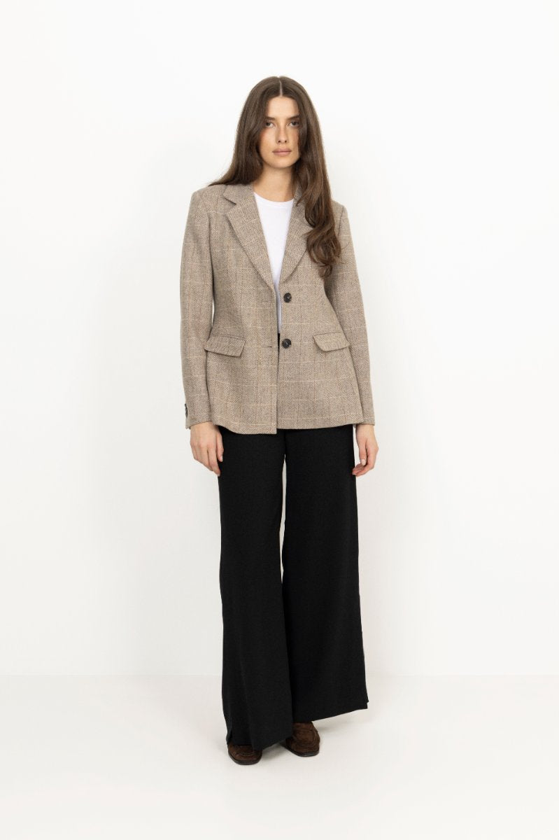 Brook Check Blazer - Taupe Herringbone