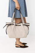 Romy Canvas Tote - Dusty Almond/Bianco White