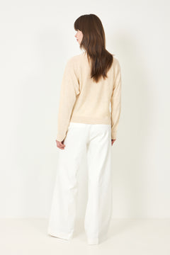 Jane Linen Ls Bat Knit Cardigan - Sandshell