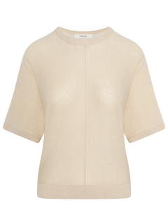 Jane Linen 2/4 Bat Knit O-Neck - Sandshell