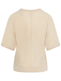 Jane Linen 2/4 Bat Knit O-Neck - Sandshell