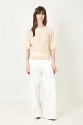 Jane Linen 2/4 Bat Knit O-Neck - Sandshell