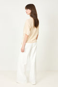 Jane Linen 2/4 Bat Knit O-Neck - Sandshell