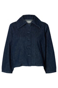 Relaxed Hanny 3/4 Denim Jacket - Dark Blue Denim