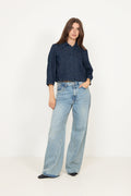 Relaxed Hanny 3/4 Denim Jacket - Dark Blue Denim