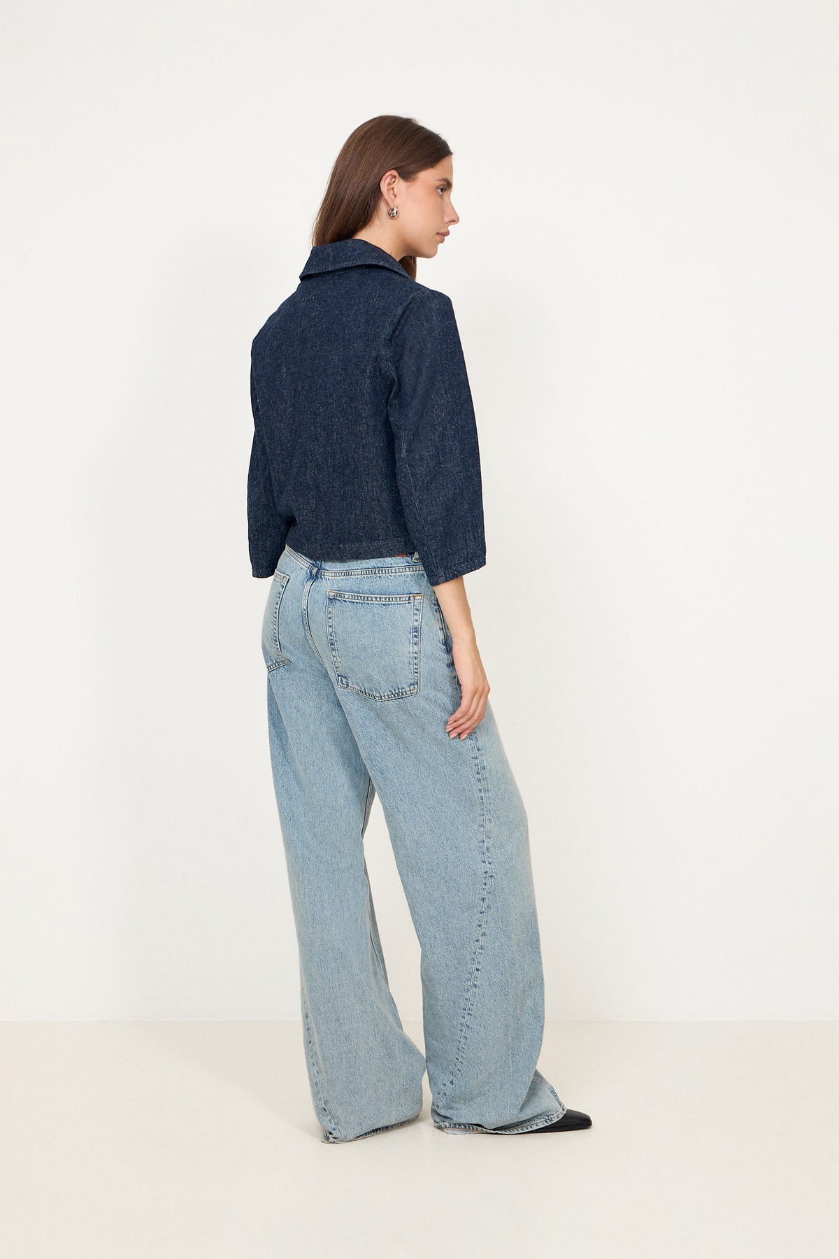 Relaxed Hanny 3/4 Denim Jacket - Dark Blue Denim