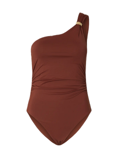 Bari One Shoulder Swimsuit - Cherry Mahogany