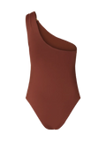 Bari One Shoulder Swimsuit - Cherry Mahogany