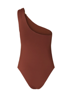 Bari One Shoulder Swimsuit - Cherry Mahogany