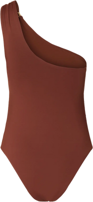 Bari One Shoulder Swimsuit - Cherry Mahogany