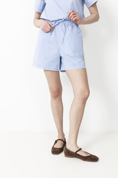 Gina Mw Crochet Edge Shorts B - Azurine Stripe