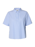 Gina Relaxed Ss Crochet Edge Polo B - Azurine Stripe