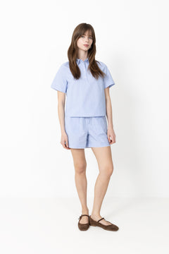 Gina Relaxed Ss Crochet Edge Polo B - Azurine Stripe