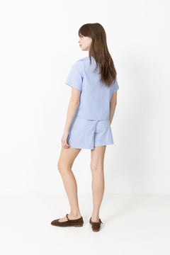 Gina Relaxed Ss Crochet Edge Polo B - Azurine Stripe