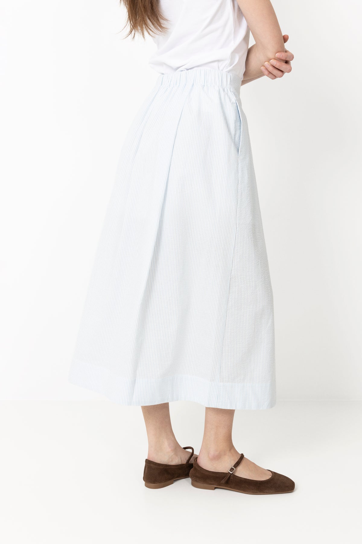 Hannah Hw Midi Skirt B - Cashmere Blue Stripes