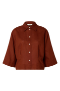 Cleo Regular 3/4 Cropped Shirt B - Cherry Mahogany