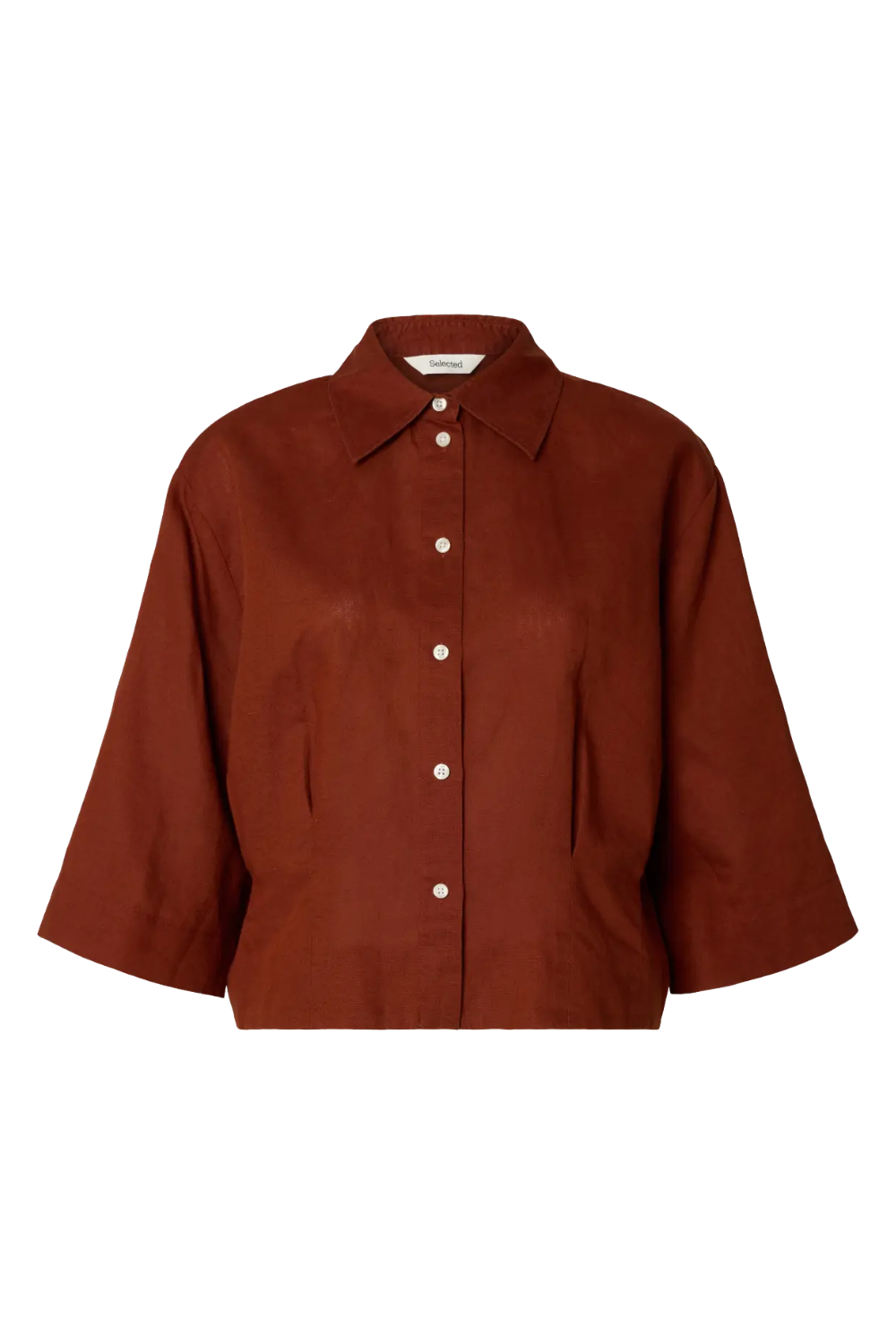 Cleo Regular 3/4 Cropped Shirt B - Cherry Mahogany