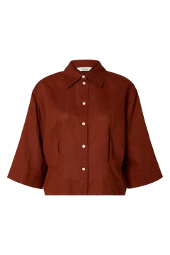 Cleo Regular 3/4 Cropped Shirt B - Cherry Mahogany