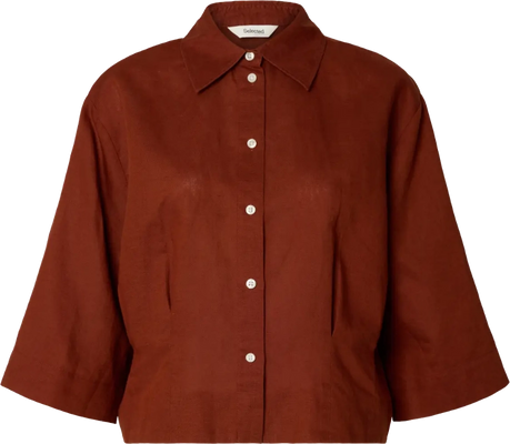 Cleo Regular 3/4 Cropped Shirt B - Cherry Mahogany