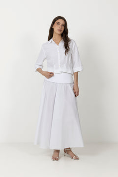 Cleo Regular 3/4 Cropped Shirt B - Bright White