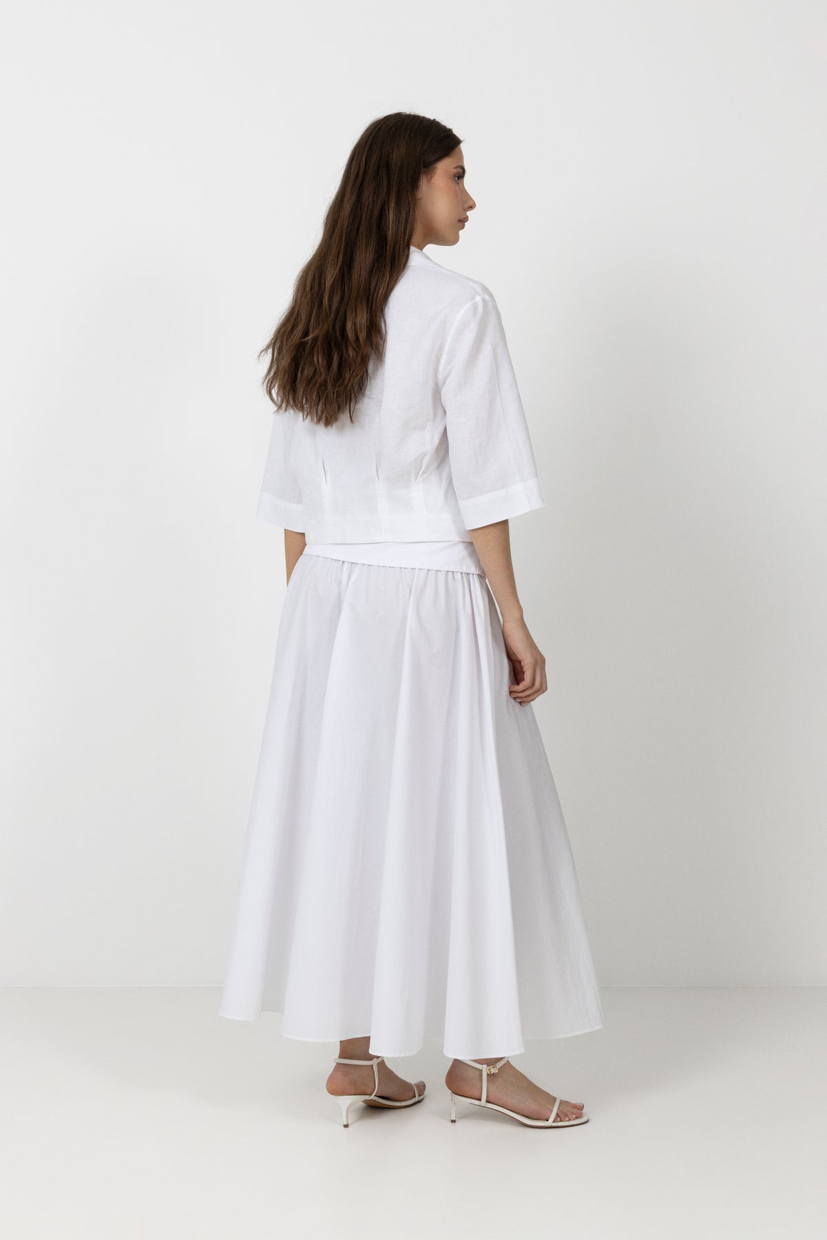 Cleo Regular 3/4 Cropped Shirt B - Bright White