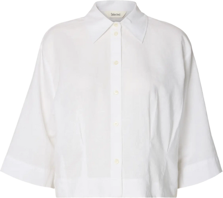 Cleo Regular 3/4 Cropped Shirt B - Bright White
