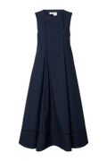 Delia Reg Sl Midi Ladder Stitch Dress - Dark Sapphire