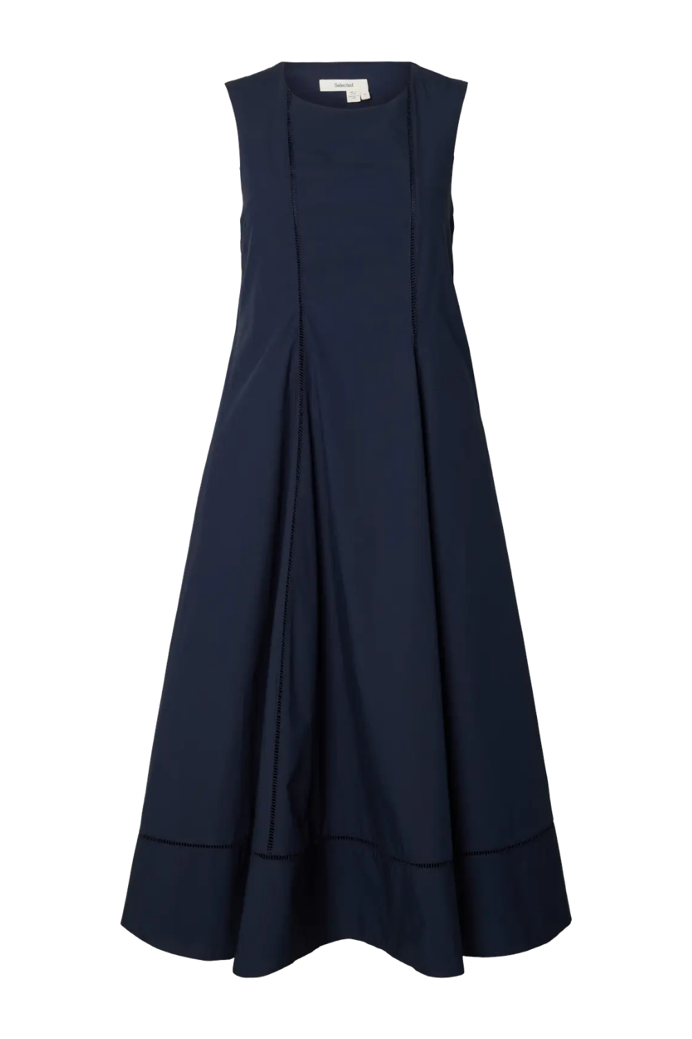 Delia Reg Sl Midi Ladder Stitch Dress - Dark Sapphire