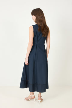 Delia Reg Sl Midi Ladder Stitch Dress - Dark Sapphire