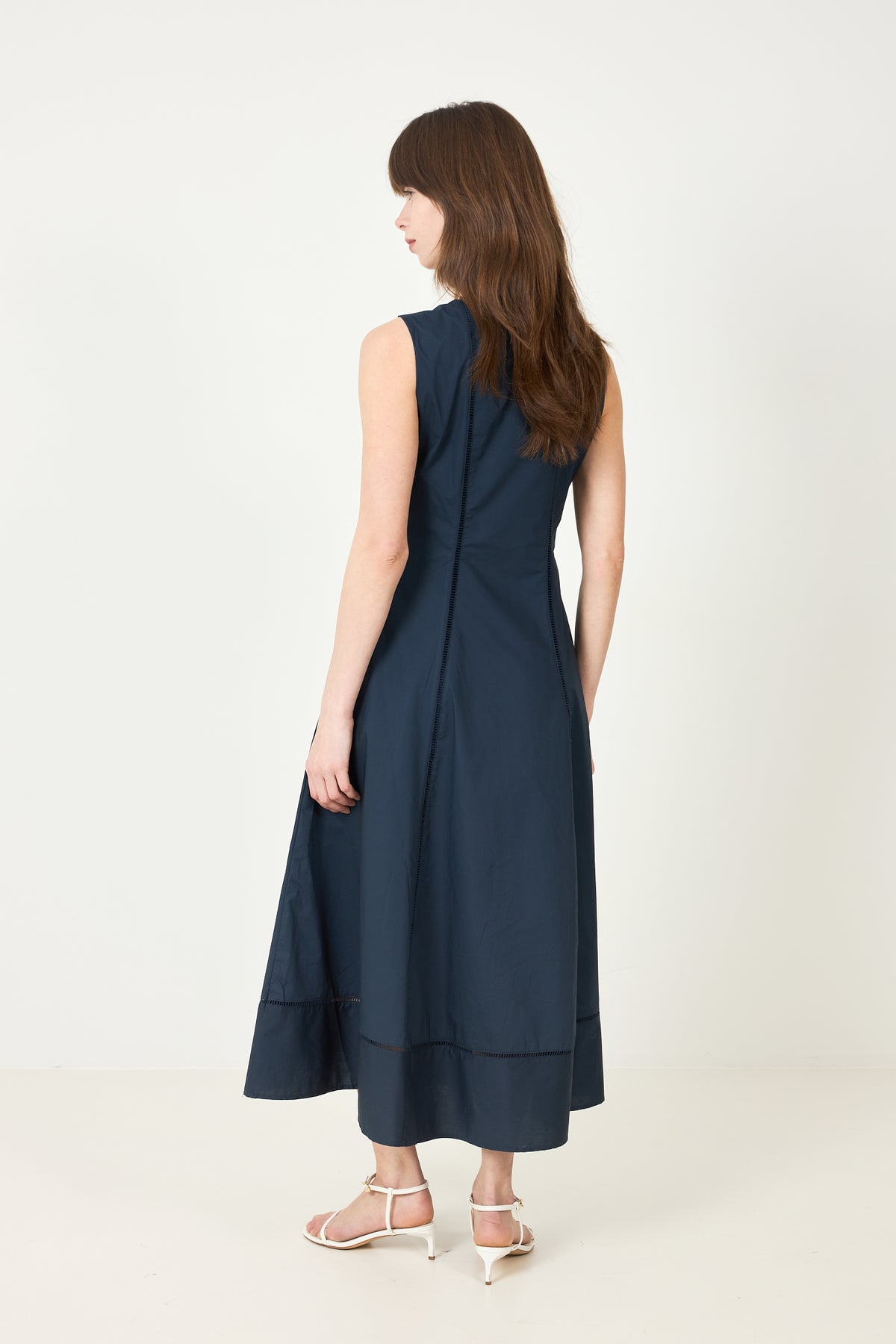 Delia Reg Sl Midi Ladder Stitch Dress - Dark Sapphire