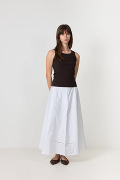 Delia Ankle Ladder Stitch Skirt B - Bright White