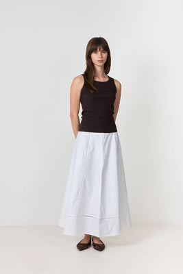 Delia Ankle Ladder Stitch Skirt B - Bright White